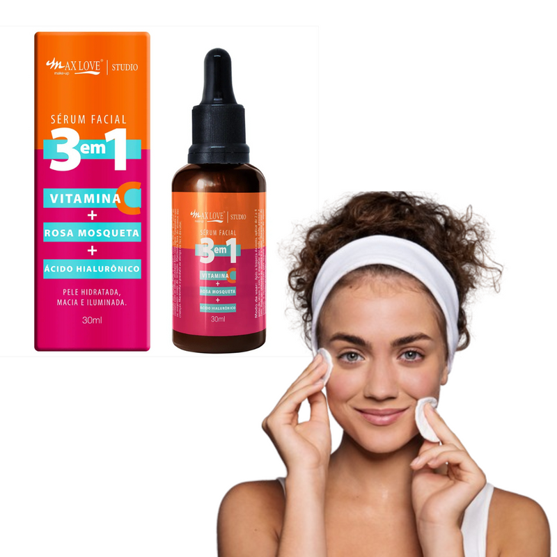 KIT Serum Facial 3 in 1 Vitamina-C+Rosa mosqueta+Acido hialurônico 30ML