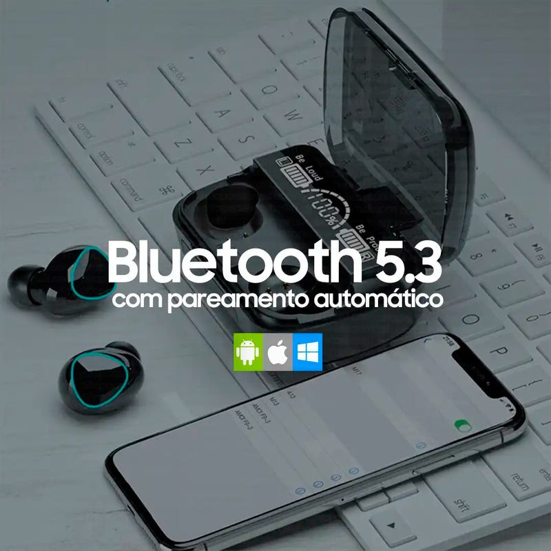 (COMPRE 1 LEVE 2) Fone Bluetooth a Prova D'água e com Microfone AlfaPods® T20 Pro